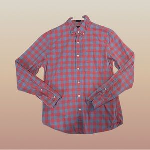 J Crew Slim Fit Size M Medium Mens Button Down Shirt Pocket Long Sleeve Red Blue